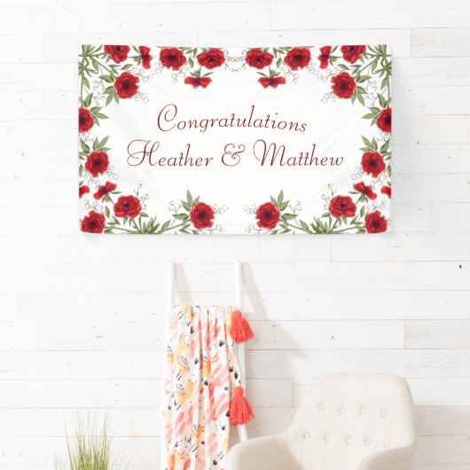 Red Rose Romantic Wedding Banner (Insitu)