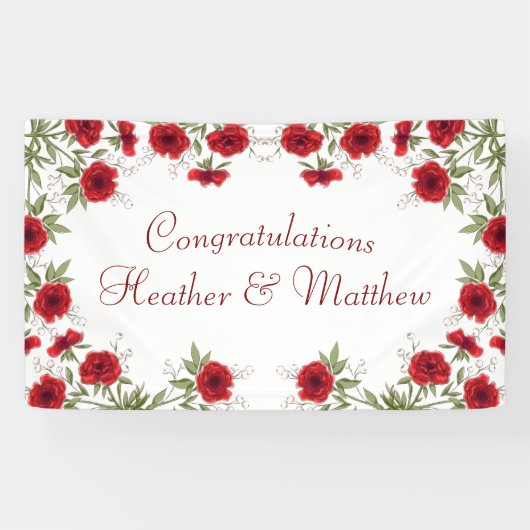 Red Rose Romantic Wedding Banner (Horizontal)