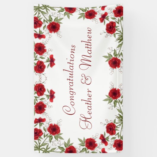 Red Rose Romantic Wedding Banner (Vertikal)