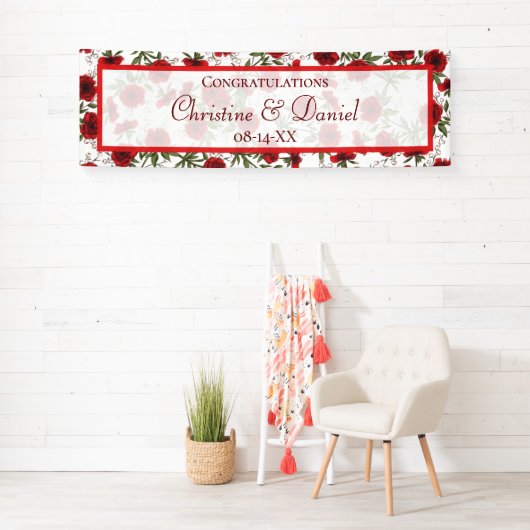 Red Rose Romantic Wedding Banner (Insitu)