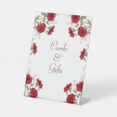 Red Rose Romantic Wedding Cards Gift Sign Sockelschild (Vorderseite)
