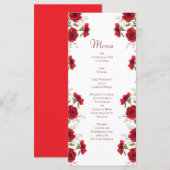 Red Rose Romantic Wedding Menus Menükarte (Vorne/Hinten)