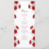 Red Rose Romantic Wedding Menus Menükarte (Vorderseite)