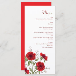 Red Rose Romantic Wedding Menus Menükarte