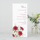 Red Rose Romantic Wedding Menus Menükarte (Stehend Vorderseite)
