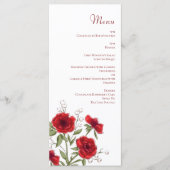 Red Rose Romantic Wedding Menus Menükarte (Vorderseite)