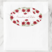 Red Rose Romantic Wedding Ovaler Aufkleber (Tasche)