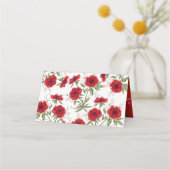 Red Rose Romantic Wedding Platzkarte (Rückseite)