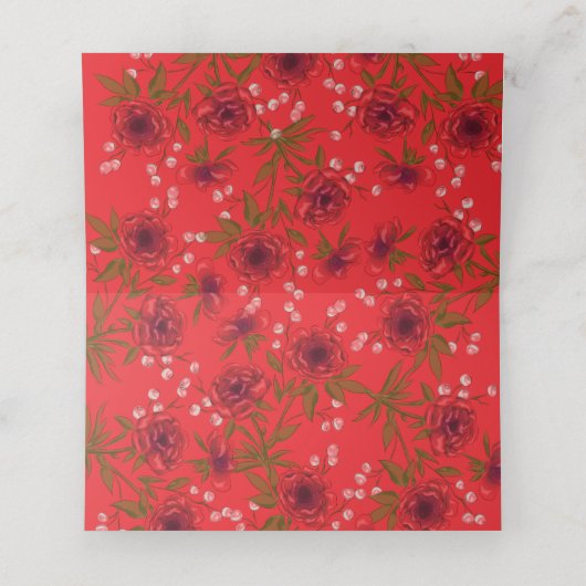 Red Rose Romantic Wedding Platzkarte (Innenseite Aufgefaltet)