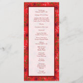Red Rose Romantic Wedding Programs Menükarte (Rückseite)