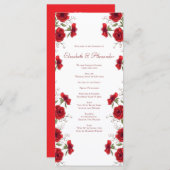 Red Rose Romantic Wedding Programs Menükarte (Vorne/Hinten)