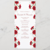 Red Rose Romantic Wedding Programs Menükarte (Vorderseite)