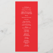 Red Rose Romantic Wedding Programs Menükarte (Rückseite)