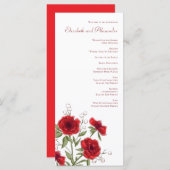 Red Rose Romantic Wedding Programs Menükarte (Vorne/Hinten)