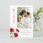 Red Rose Romantic Wedding Save the Date Einladung (Stehend Vorderseite)