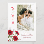 Red Rose Romantic Wedding Save the Date Einladung (Vorderseite)