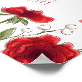 Red Rose Romantic Wedding Seating Chart Poster (Ecke)
