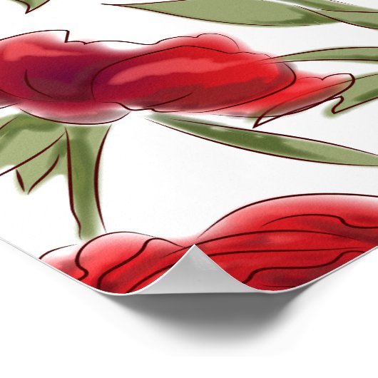 Red Rose Romantic Wedding Seating Chart Poster (Ecke)