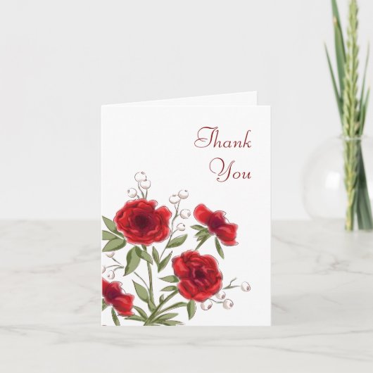 Red Rose Romantic Wedding Thank You Cards Einladung (Vorderseite)