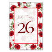 Red Rose Romantic Wedding Tischnummer (Rückseite)