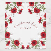 Red Rose Romantic Wedding Weinetikett (Einzelnes Label)