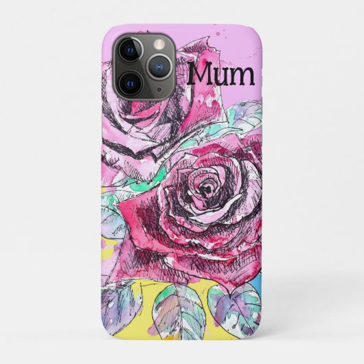Red Rose Roses Watercolour Floral Flowers Flower Case-Mate iPhone Hülle (Rückseite)