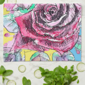 Red Rose Roses Watercolour Floral Flowers Flower Geschirrtuch (Gefaltet)