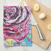 Red Rose Roses Watercolour Floral Flowers Flower Geschirrtuch (Viertel Falte)