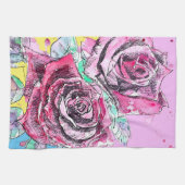Red Rose Roses Watercolour Floral Flowers Flower Geschirrtuch (Horizontal)