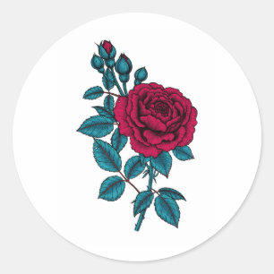Red Rose Runder Aufkleber