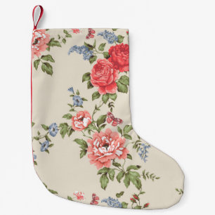 RED ROSE SEAMLESS PATTERN WITH BLUE BELLSpattern,f Kleiner Weihnachtsstrumpf