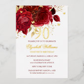 Red Rose Sparkling Butterfly 90th Birthday  Folieneinladung (Vorderseite)