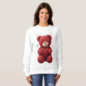 “Red Rose Teddy Bear – Cute Valentine Gift for Her Sweatshirt (Vorne ganz)