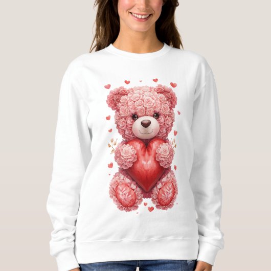 “Red Rose Teddy Bear – Cute Valentine Gift for Her Sweatshirt (Vorderseite)