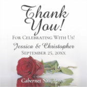 Red Rose Thank You Wedding Mini Bottle Label (Vorderseite)