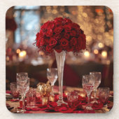 Red Rose Valentine Romantic Aesthetic Coaster Set Getränkeuntersetzer (Vorderseite)