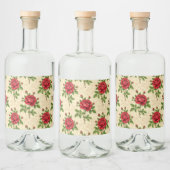 Red rose vintage pattern alkoholflaschenetikett (Flaschen)