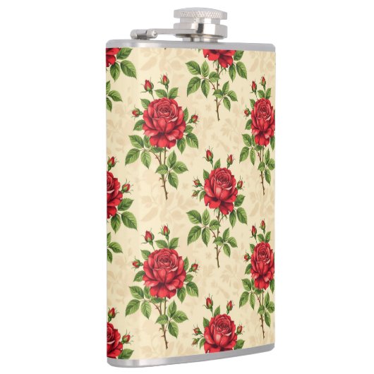 Red rose vintage pattern flachmann (Rechts)