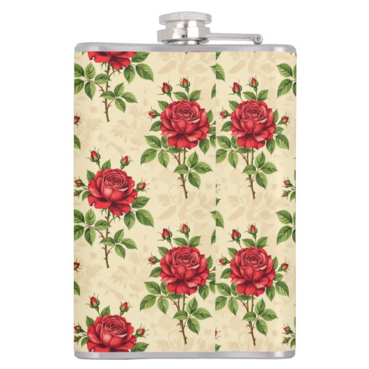 Red rose vintage pattern flachmann (Rückseite)