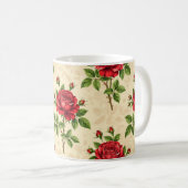 Red rose vintage pattern kaffeetasse (VorderseiteRechts)