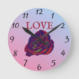 Red Rose Wall Clock Runde Wanduhr