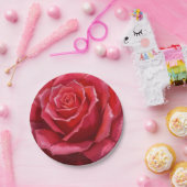 Red Rose Watercolor Formal Floral Wedding Pappteller (Party)