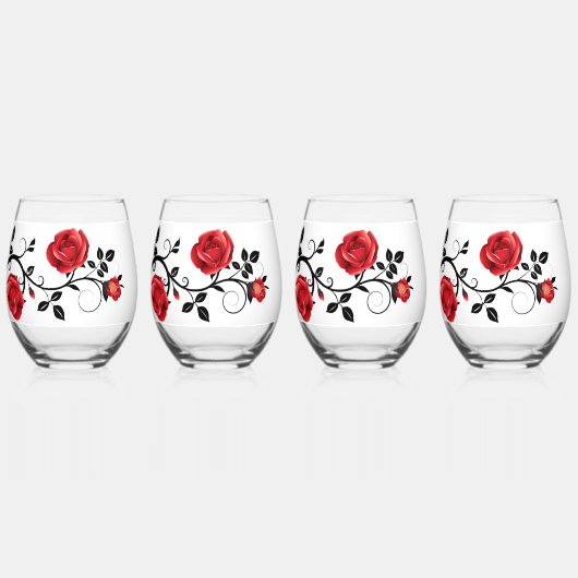 Red rose weinglas ohne stiel (Vorderseite)
