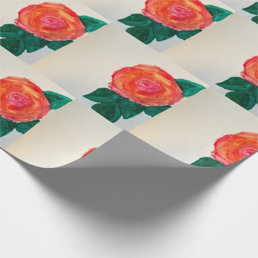 Red Rose with Green Leaves Geschenkpapier (Ecke)