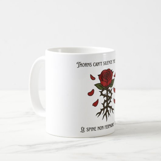 Red Rose with Thorns Mug Kaffeetasse (Vorderseite Links)