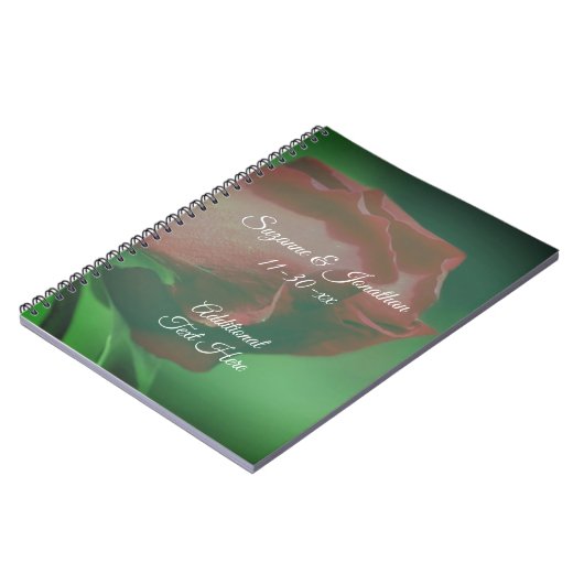 Red Rosebud Flower Personalized Wedding Notizblock (Linke Seite)