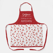 Red Rosehips Berries Muster Moderne Skriptbezeichn Schürze (Vorderseite)