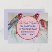 Red Rosella neue Adresse Postcard Wir ziehen Postkarte (Vorne/Hinten)
