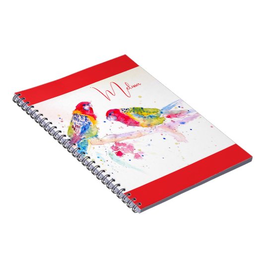 Red Rosella Parrot Watercolor MalNotebook Notizblock (Rechte Seite)