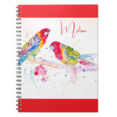 Red Rosella Parrot Watercolor MalNotebook Notizblock (Vorderseite)